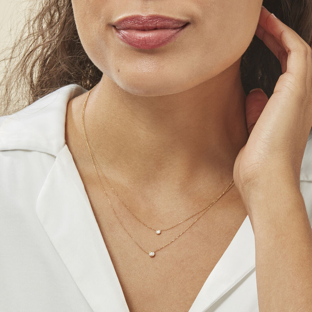 Collier Virguinia Or Jaune Oxyde De Zirconium