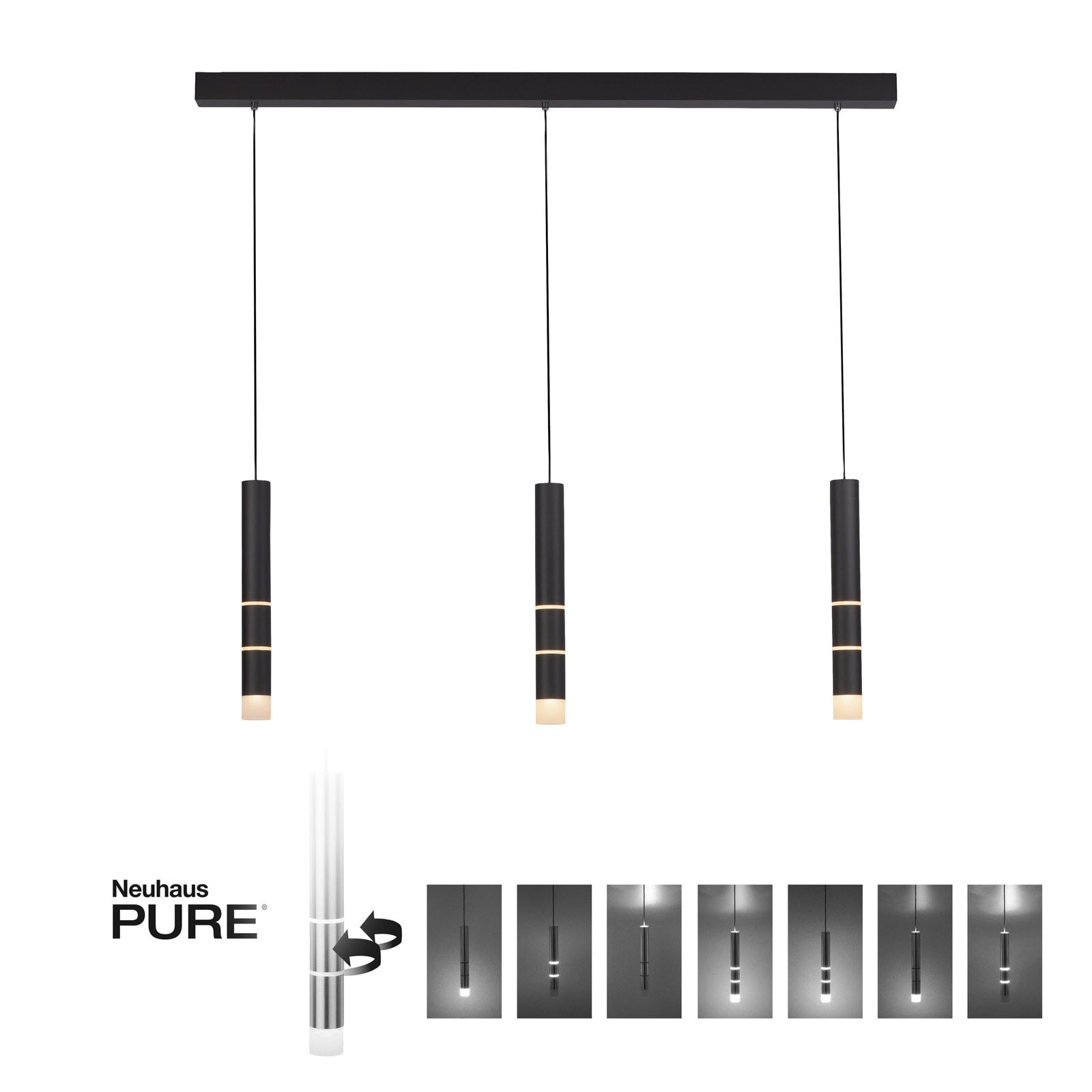 Paul Neuhaus LED Balkenpendel PURE-VEGA 120 cm schwarz