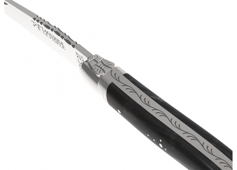 Couteau Laguiole avec un manche en corne brune et 1 mitre en acier inoxydable