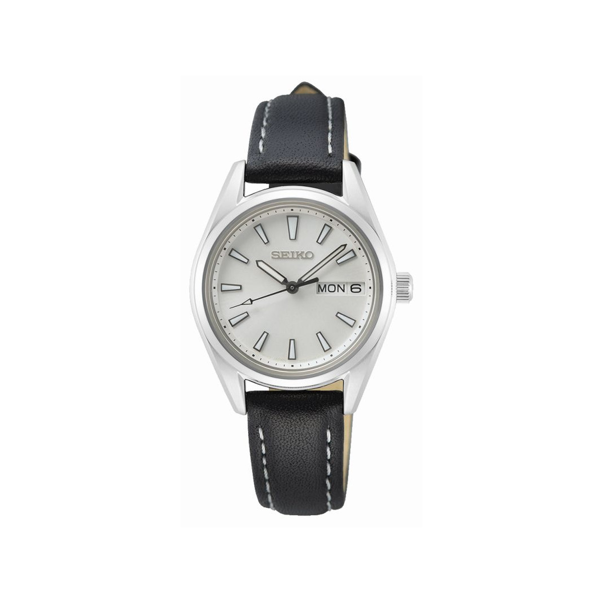 Montre SEIKO classique femme bracelet cuir noir