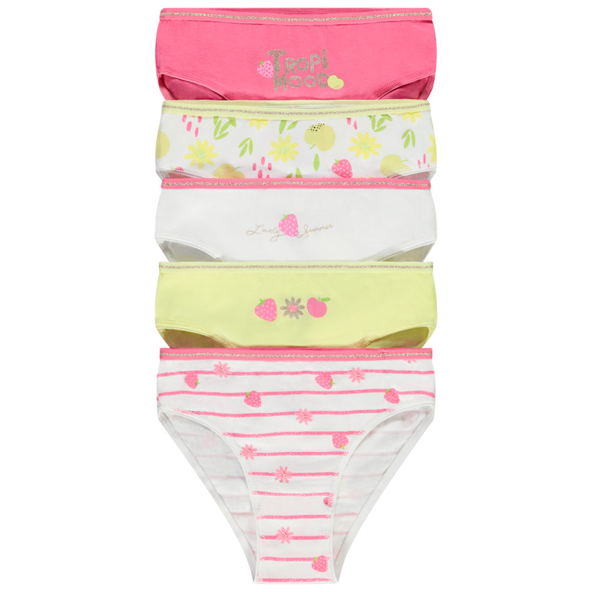 Lot de 5 culottes motif fantaisie fraises pour fille