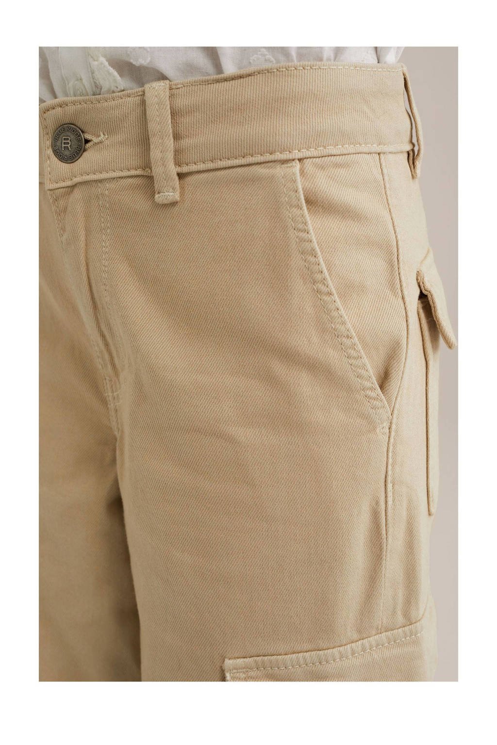 WE Fashion loose cargo broek lichtkaki
