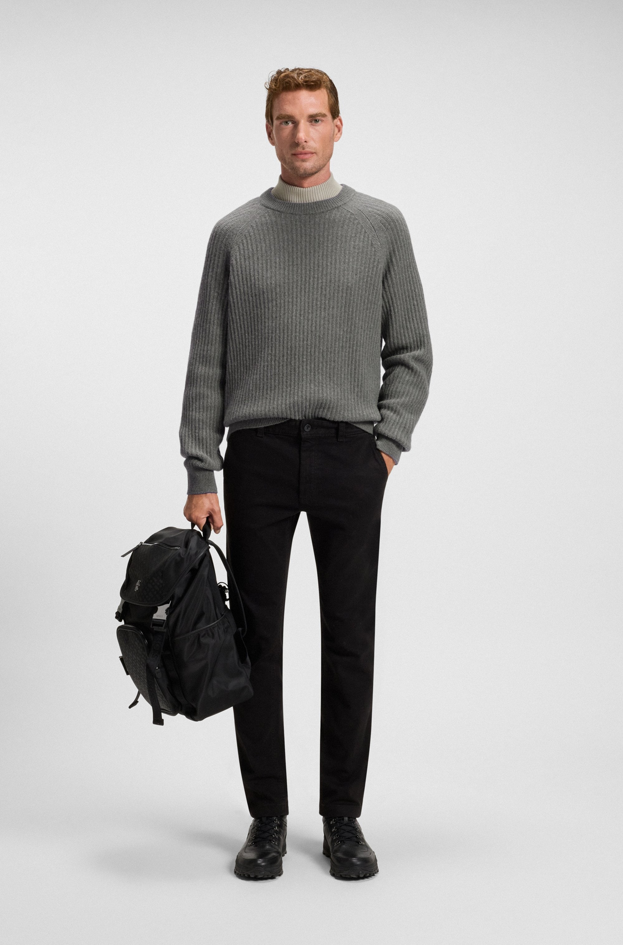 BOSS ORANGE Strickpullover »Klacier«, Rundhalsausschnitt, Relaxed Fit, Rippstrick
