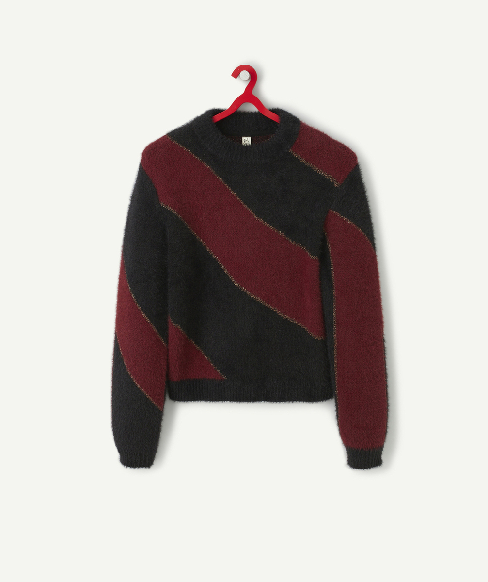 PULL MANCHES LONGUES FILLE TOUT DOUX ROUGE ET NOIR