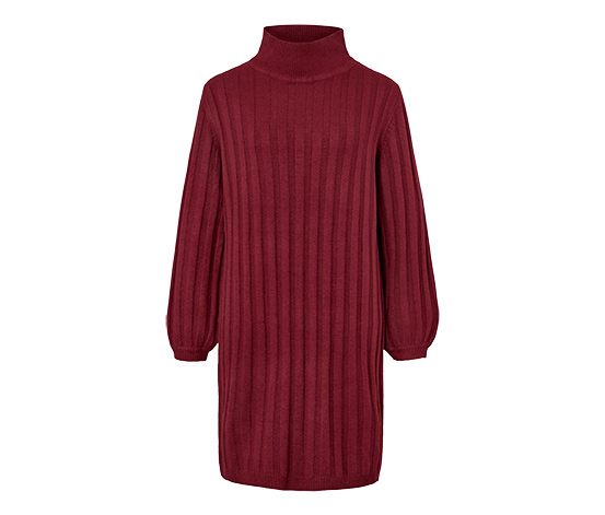 Geripptes Strickkleid mit Stehkragen