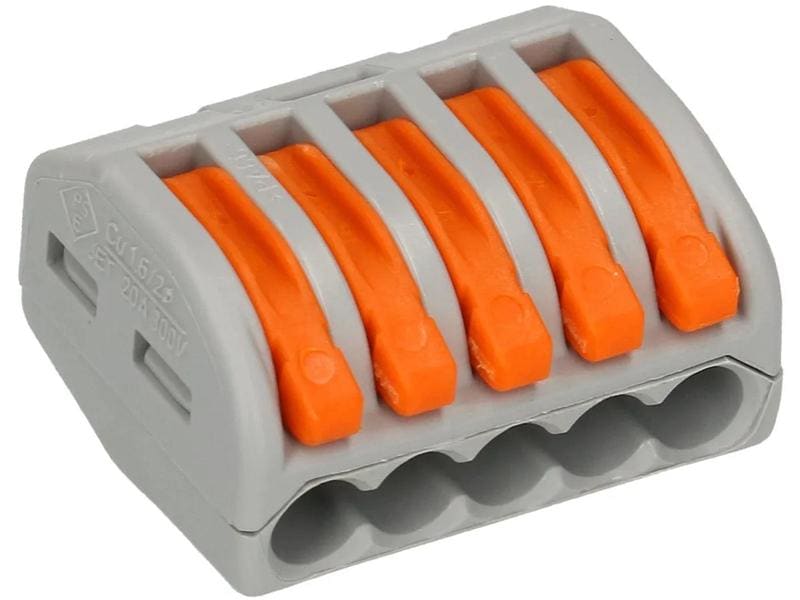 WAGO Verbindungsklemme Wago Klemme 5L 5-fach, 15 Stück 4er Packung Wago Klemmen für 0.14 - 4 mm² Kabelquerschnitt und max. 32 A