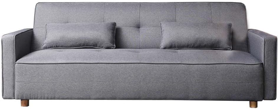 CONCEPT USINE - Canapé Droit Moderne Scandinave Convertible 3 Places Copenhague en Tissu Gris avec Accoudoirs + 2 Coussins d'Appoint | Dossier & Assise Déhoussables - Largeur 213 cm KI6212415