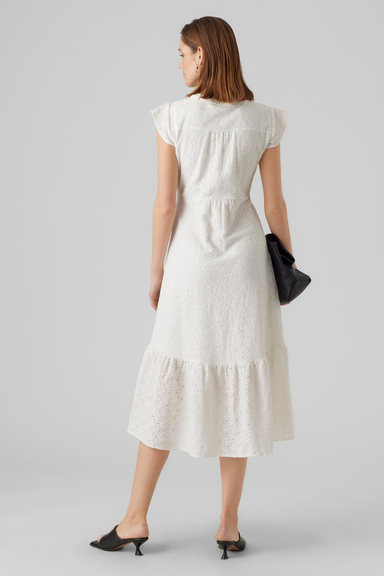 Vestido com decote em bico 7/8 - Branco