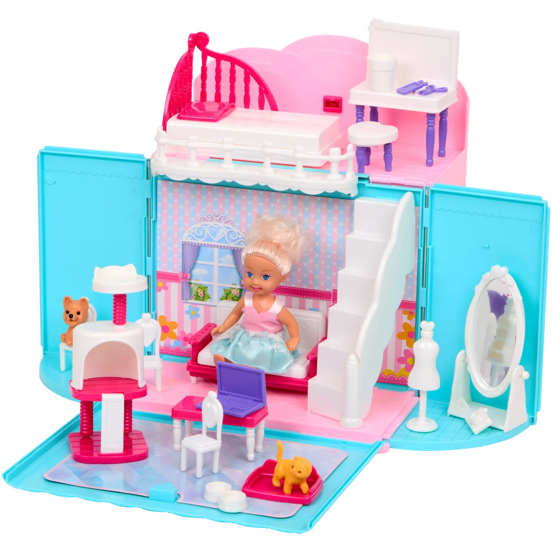Poupée avec maison pliable