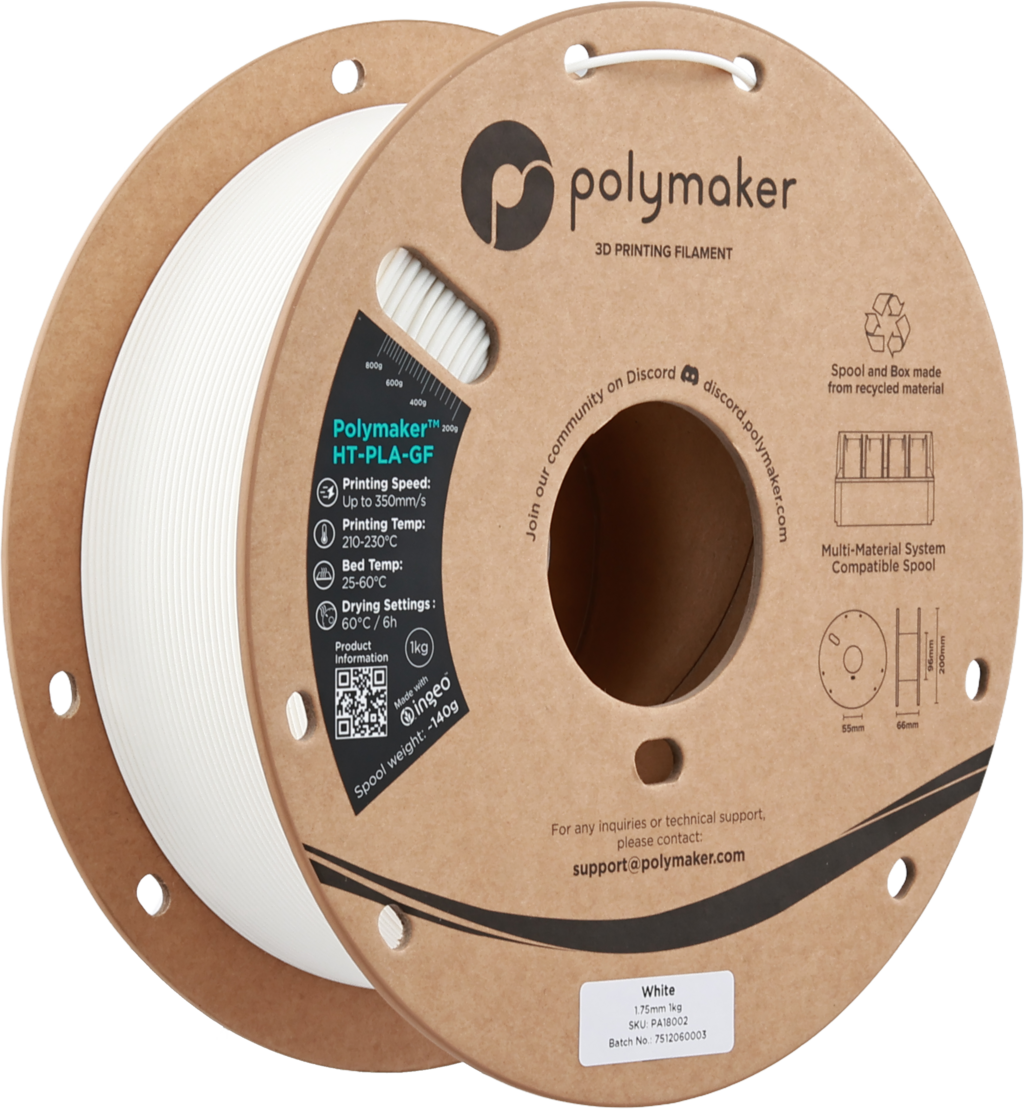 Polymaker  HT-PLA-GF White, 1,75 mm / 1000 g    Hitzestabiles & temperaturbeständiges Hochleistungs-PLA für anspruchsvolle Anwendungen in White