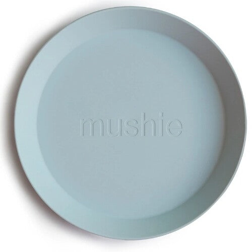 Mushie kinderborden rond - powder blue - 2st
