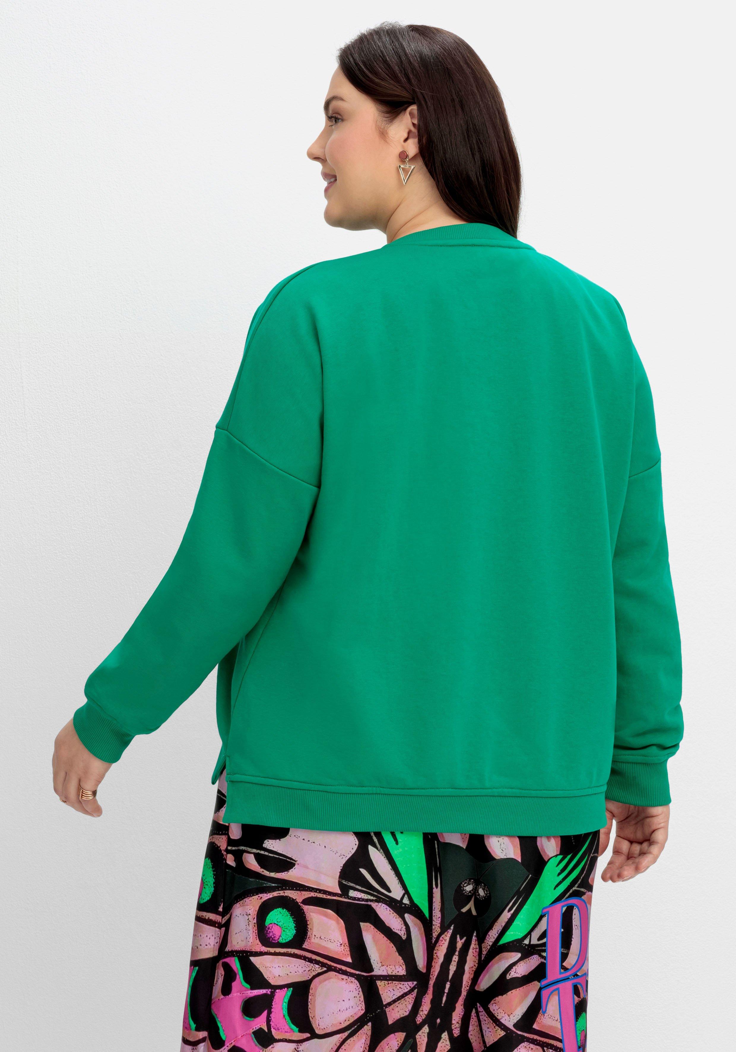 Sweatshirt mit Wordingprint in Kontrast