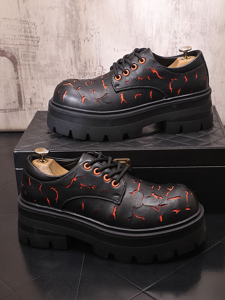 Mr Ozera - Geborduurde veterschoenen met plateauzool