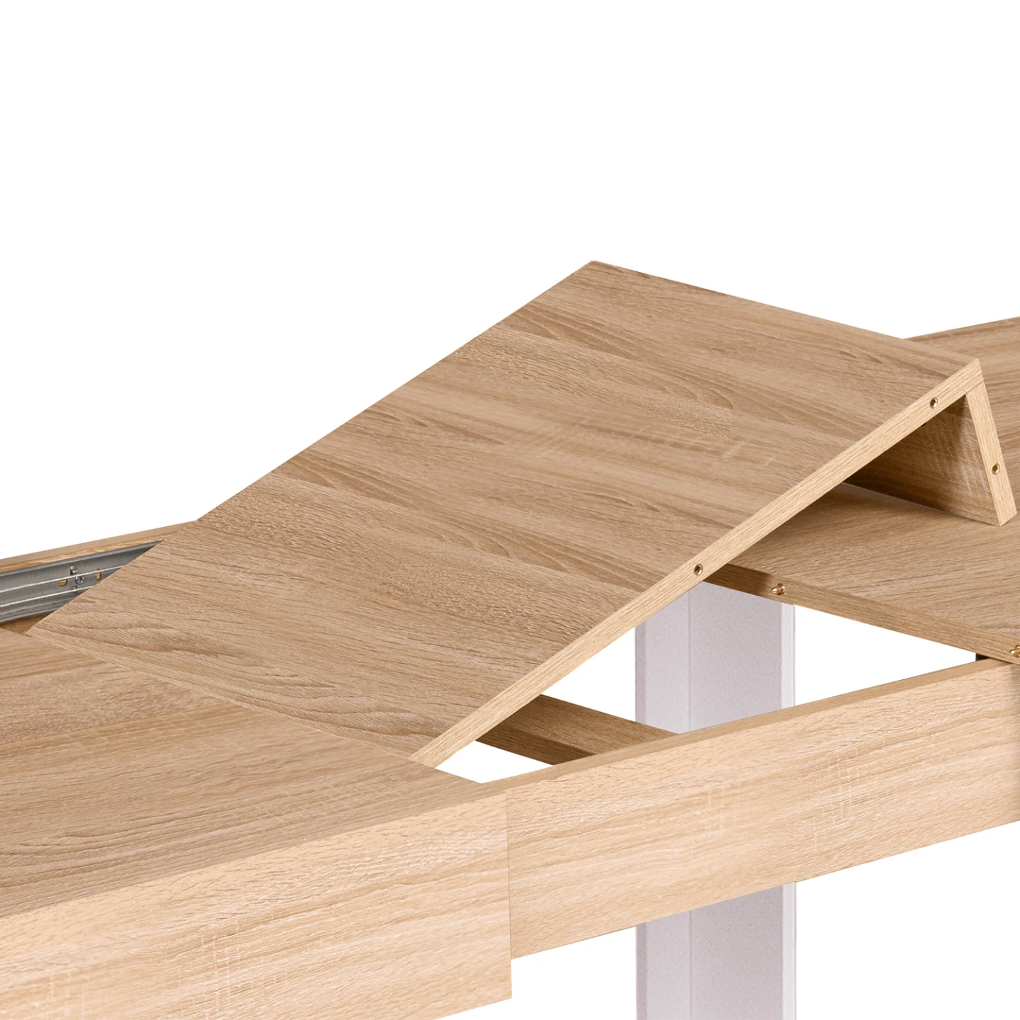 Table à manger extensible rectangle PHOENIX 4-8 personnes bois et blanc 160-200 cm