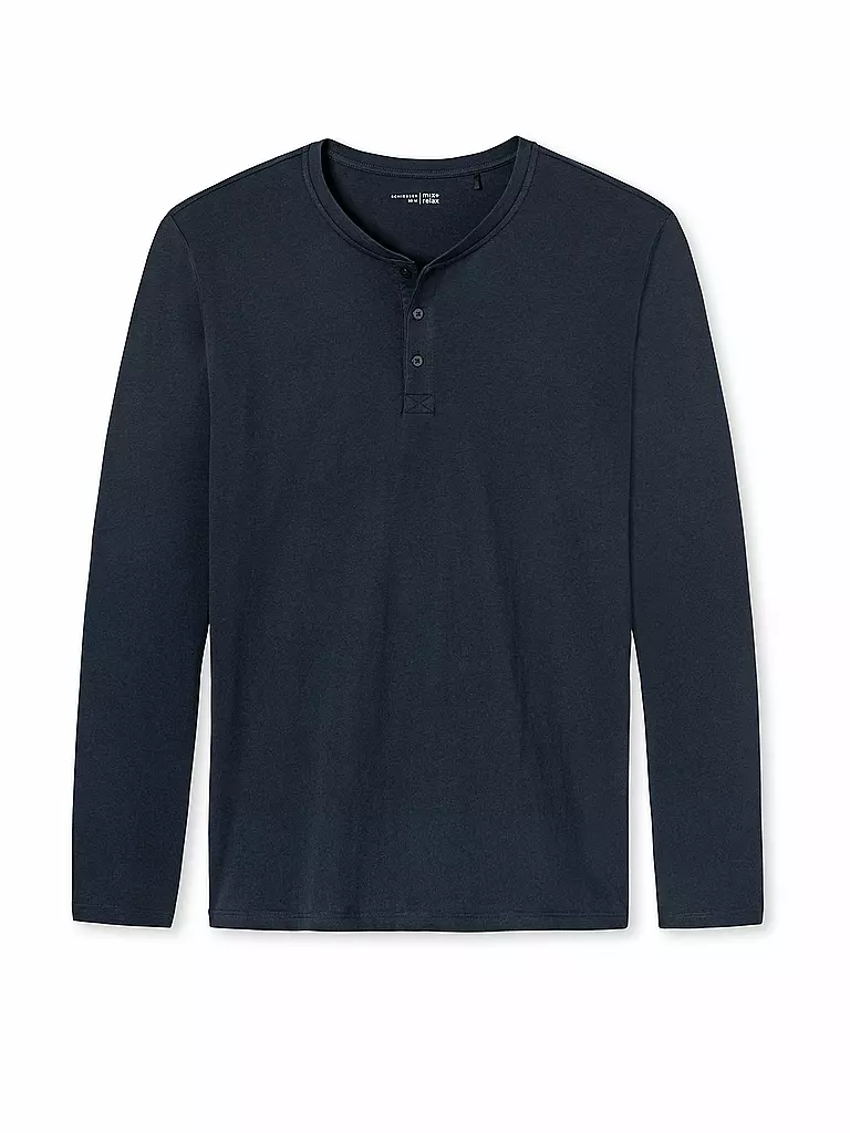 SCHIESSER Pyjama Langamshirt Dunkelblau blau
