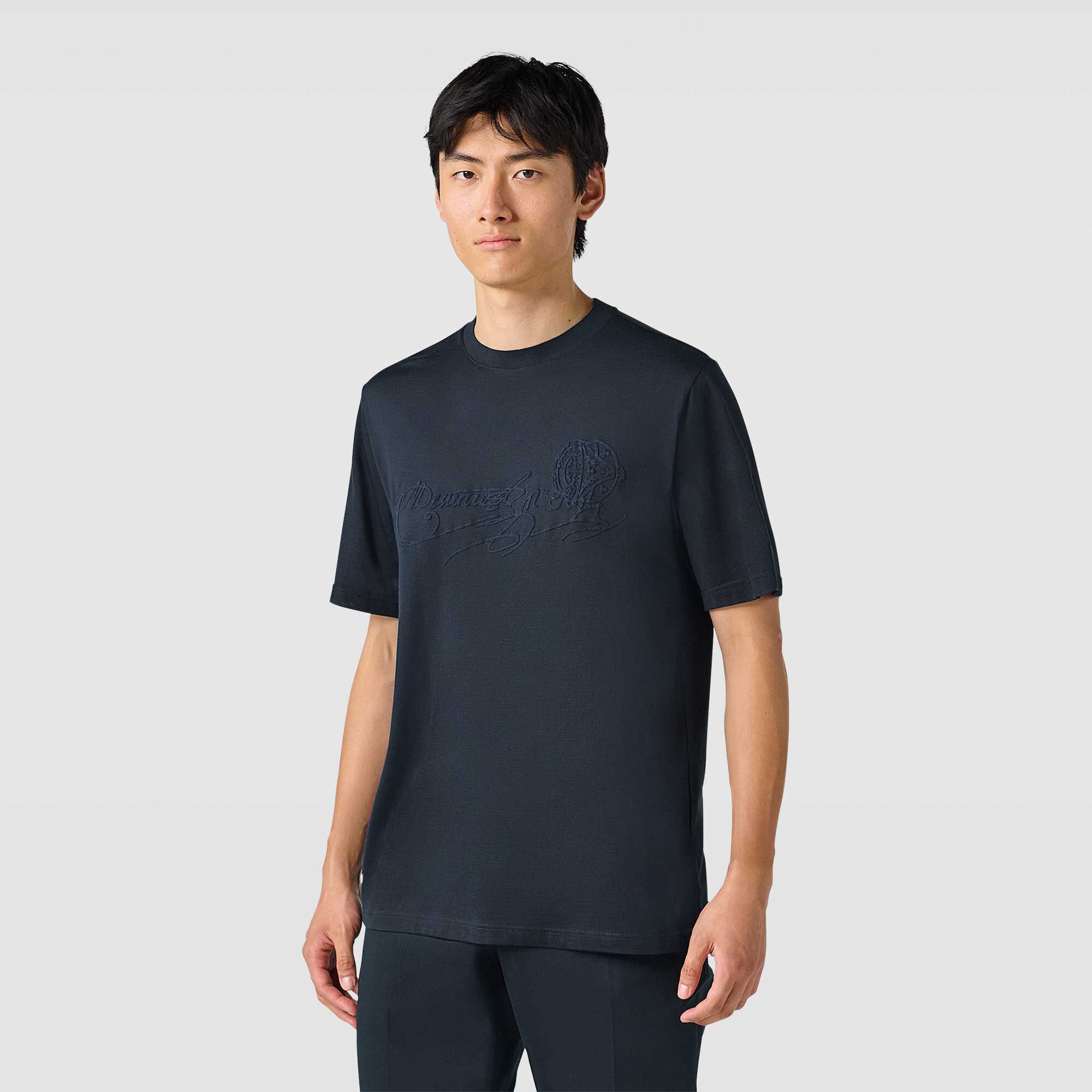 T-Shirt Scritto Avec Effet Suede