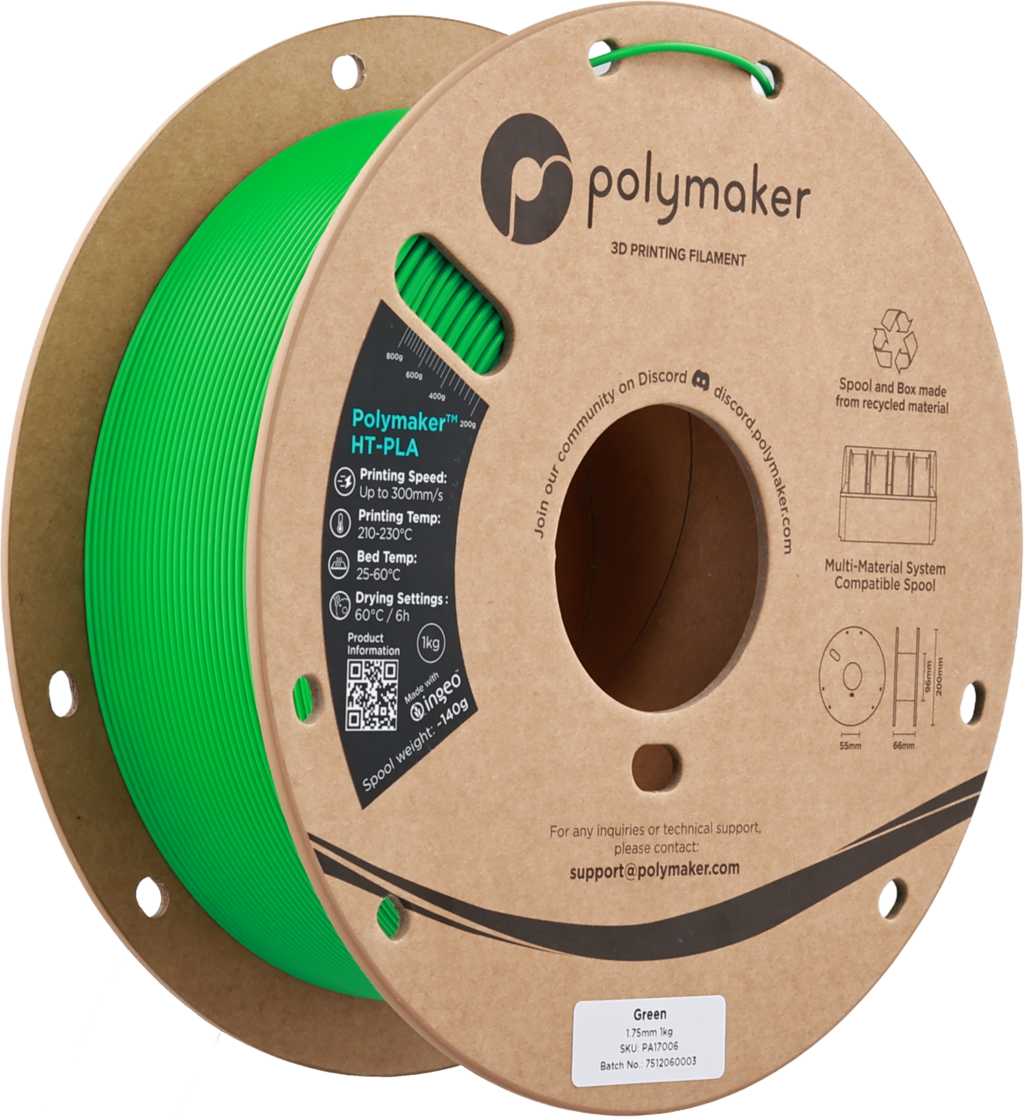 Polymaker  HT-PLA Green, 1,75 mm / 1000 g    Hochleistungs-PLA für hitzestabile 3D Druckanwendungen in Green