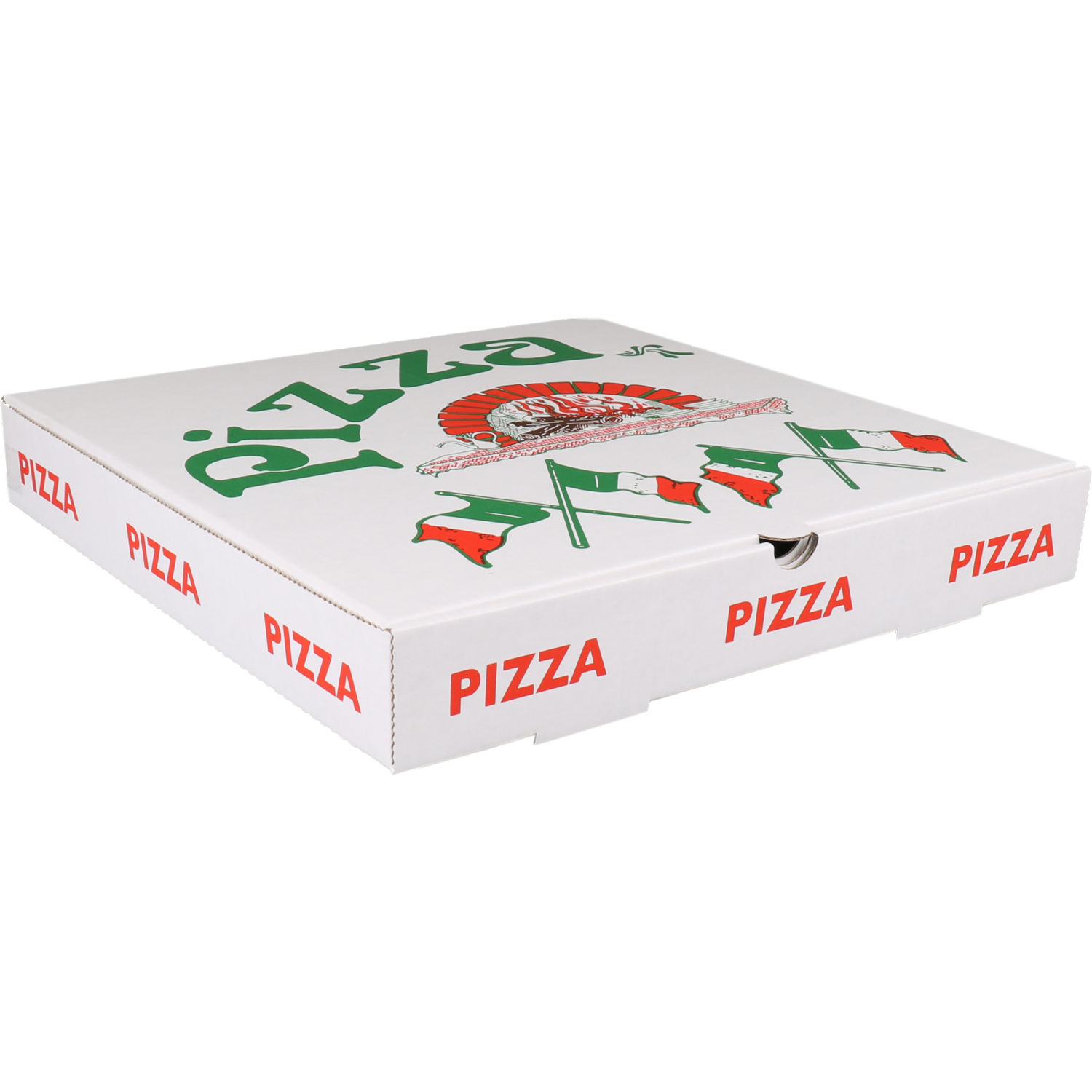 Pizzadoos, golfkarton, 33x33x4.5cm, americano, wit
