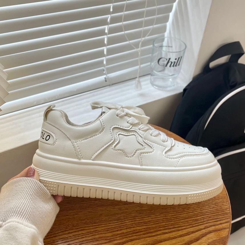 Asterisk - Star Applique Platform Sneakers