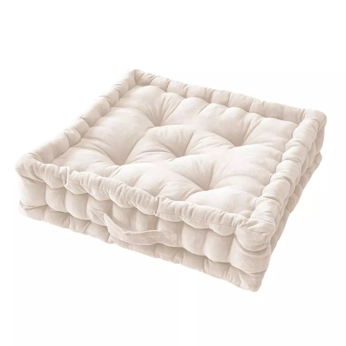 Coussin de sol carré velours de coton (50 x 50 cm) César Beige pampa