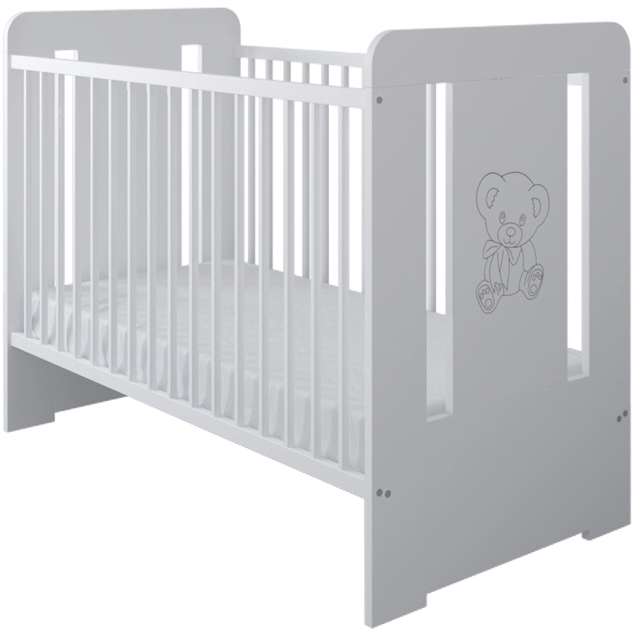 Kids Collective Babybett Gitterbett 60x120 höhenverstellbar|herausnehmbare Sprossen weiß mit Matratze
