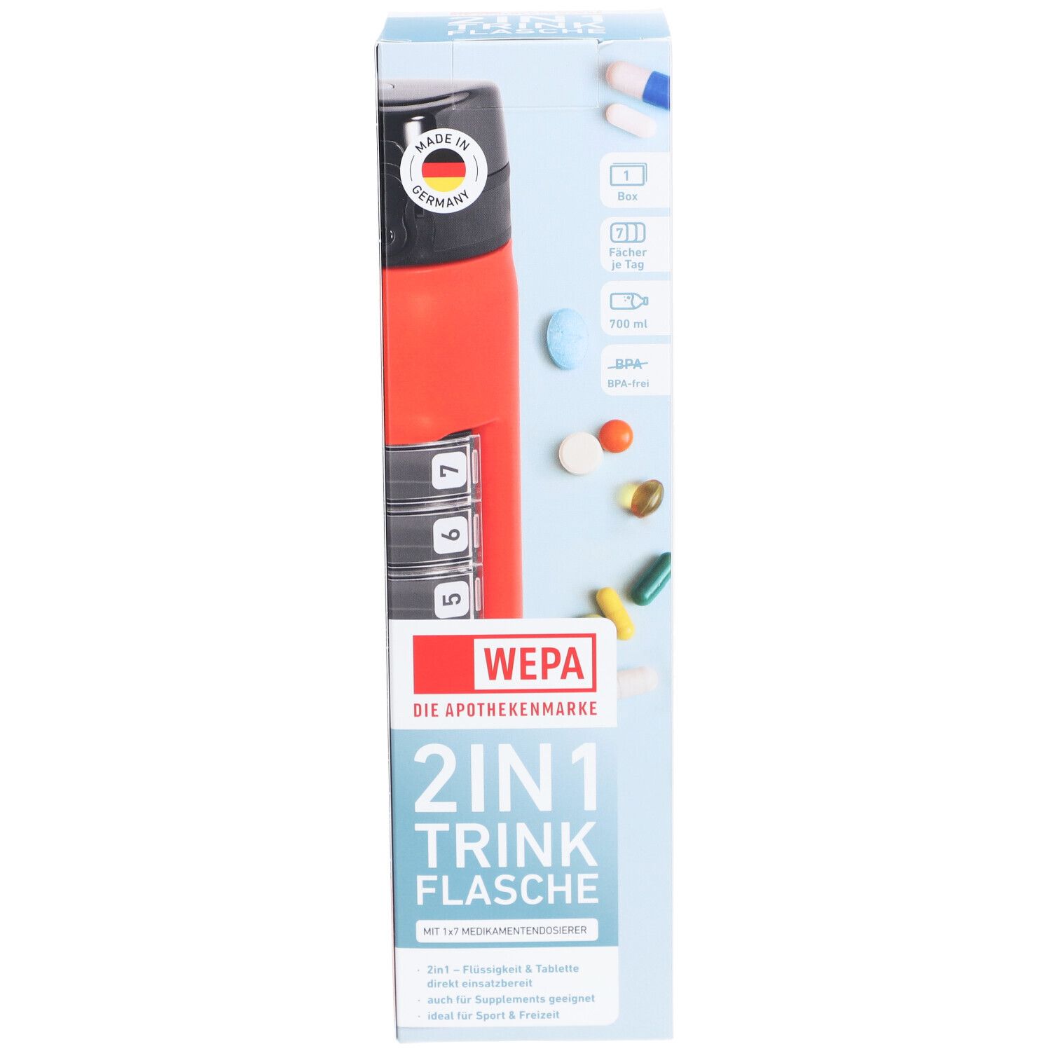 WEPA 2in1 Trinkflasche inkl. 1x7 Dosierer 