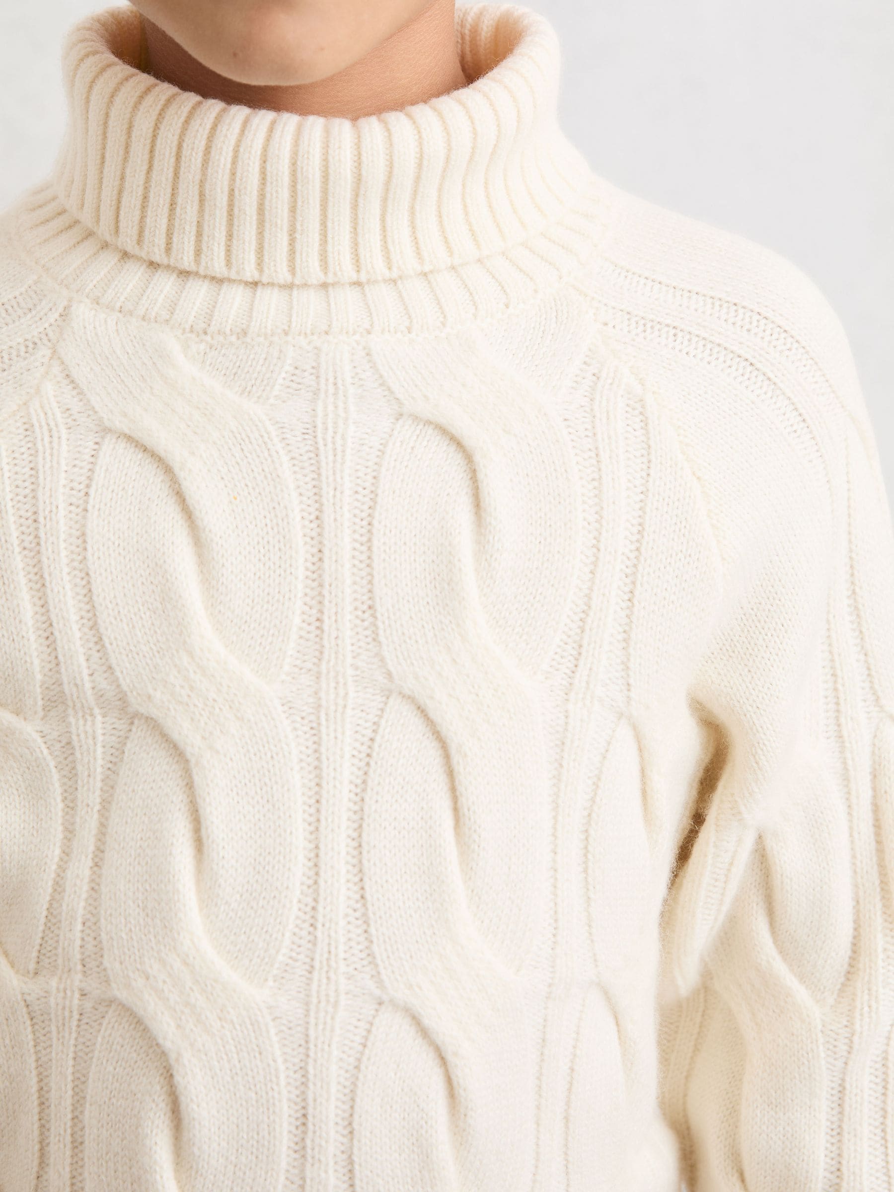 Reiss Sasha Wool Roll-Neck Cable-Knit Jumper