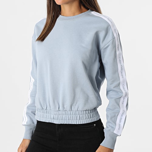 Sweat Crewneck Femme Logo Tape 8980 Bleu Ciel