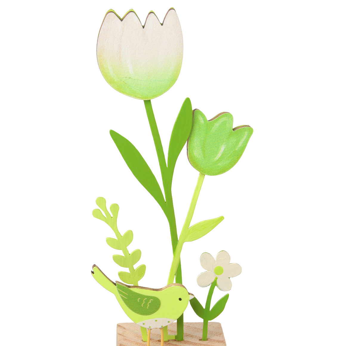 Deko-Aufsteller mit Blumen natur / grün