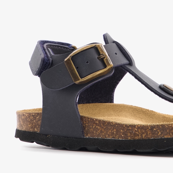 Groot leren kinder sandalen met teenbandje blauw