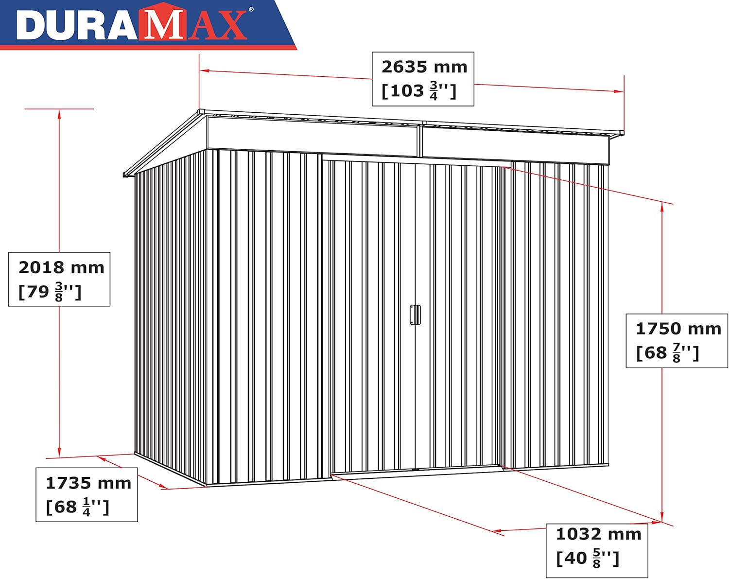 Duramax TOP Pent Roof Skylight 8 x 6 Metall gerätehaus, hergestellt aus verzinktem Stahl, verstärkte Dachkonstruktion, integriertes Oberlicht für Sonnenlicht, Geräteschuppen, Holzmaserung