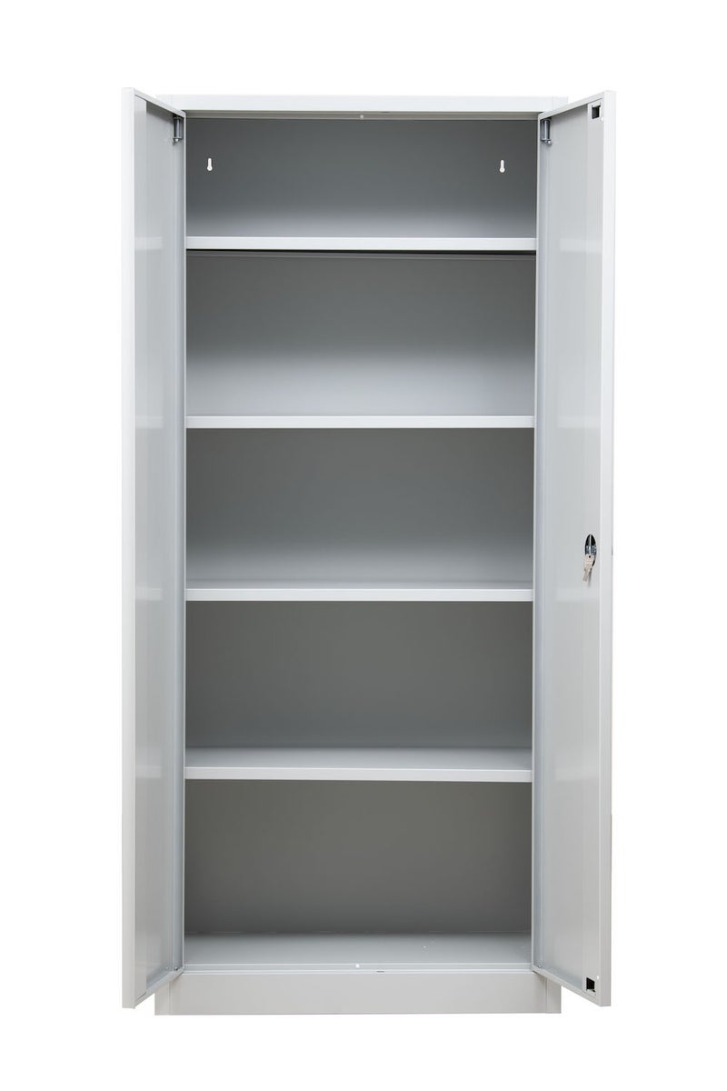 PROREGAL Badger draaideurkast met 4 legplanken, Eurolock greep, plint, HxBxD 180 x 80 x 38 cm, grijs gelakt