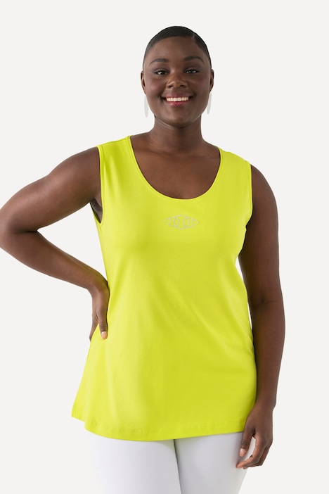 Top, Pima Cotton, Slim, Rundhals, Ziersteinchen, ärmellos