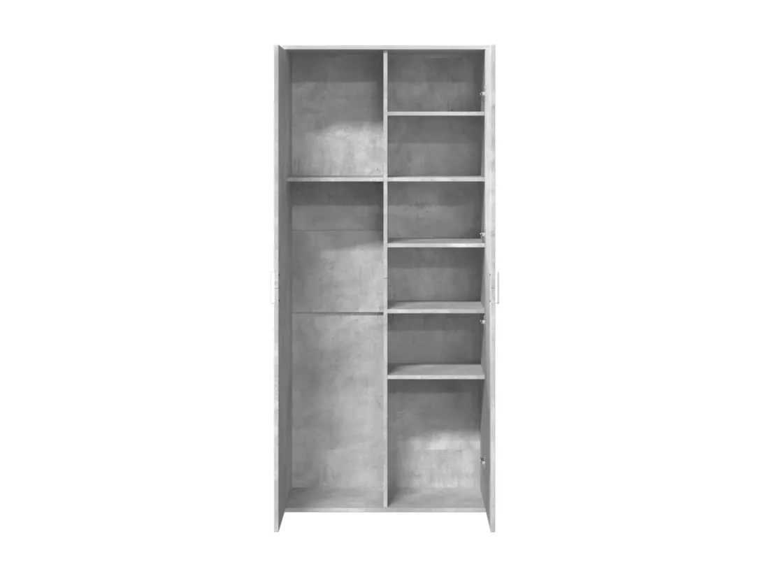 Buffet haut gris béton 80x35x180 cm bois d'ingénierie