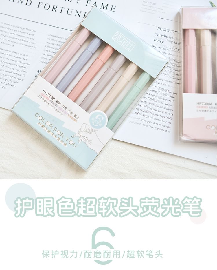 SASHI - Set van 6: markeerstiften (verschillende ontwerpen)