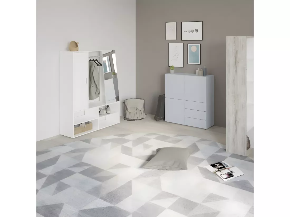 Penderie d'entrée 1 porte 1 miroir Auma - L105 x H151,3 cm