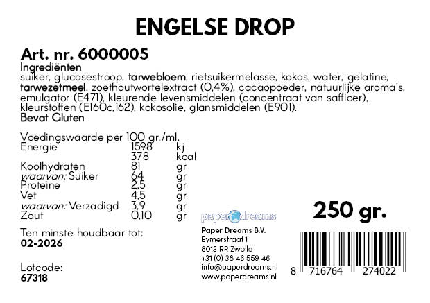 Engelse Drop Snoep 250gr