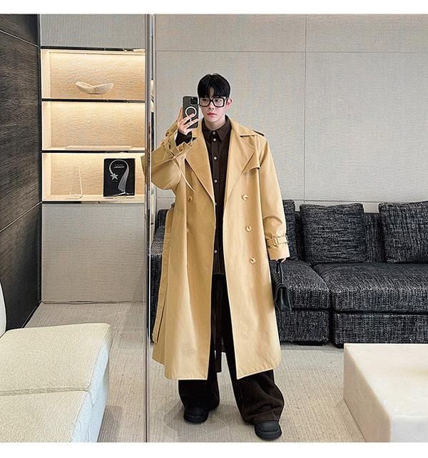 Adotuastic - Reverskraag Effen Lange Trenchcoat