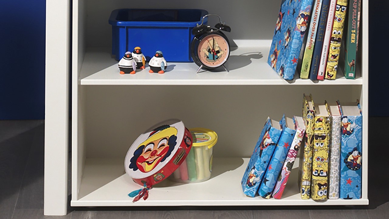 Halfhoogslaper Pino met commode met 4 laden en boekenkast wit