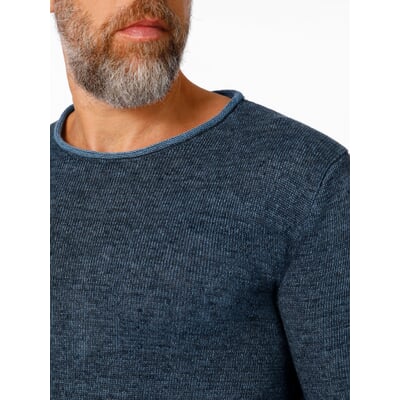 Herren-Rundhalspullover, Blau-Bleu