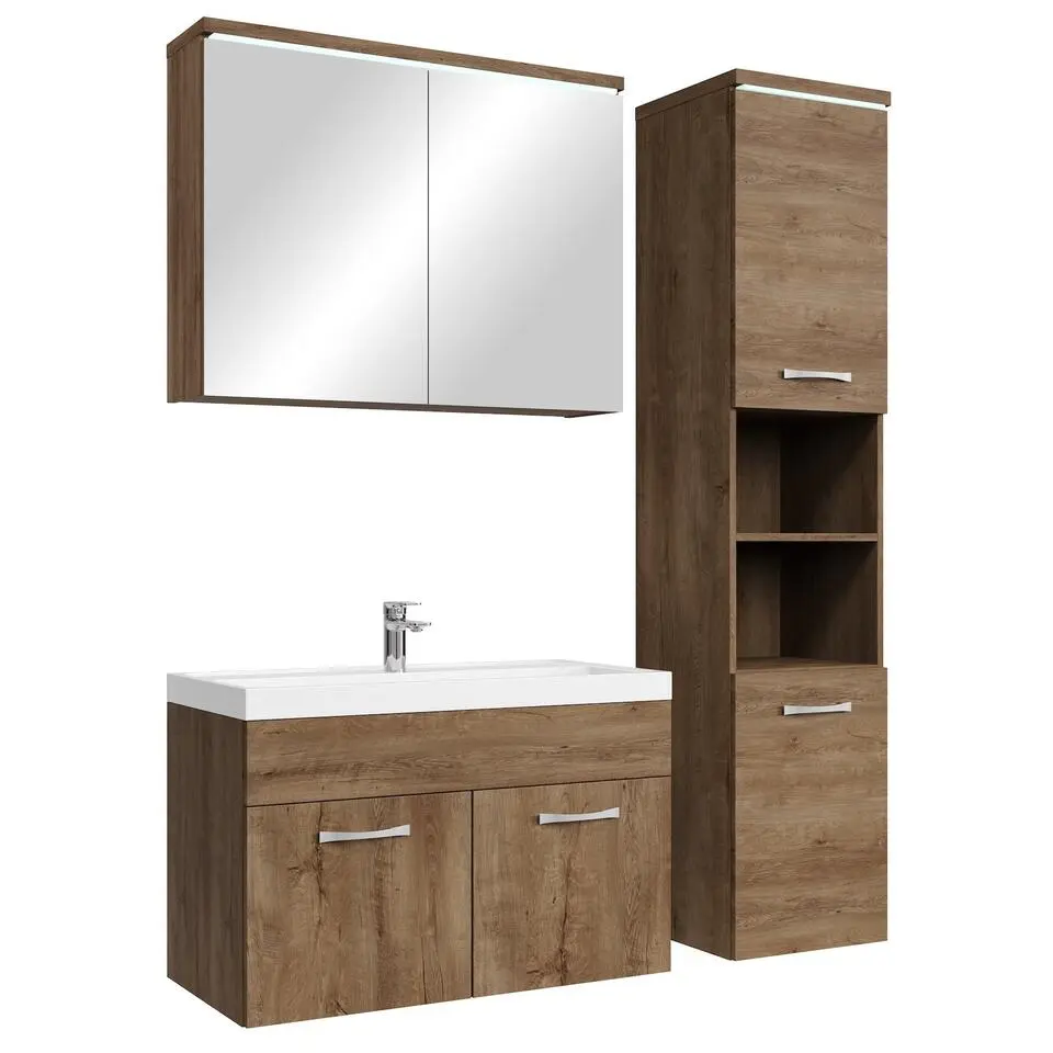 Badplaats Badkamermeubel Set Paso 80 x 40 cm - Bruin Eiken - Badmeubel met