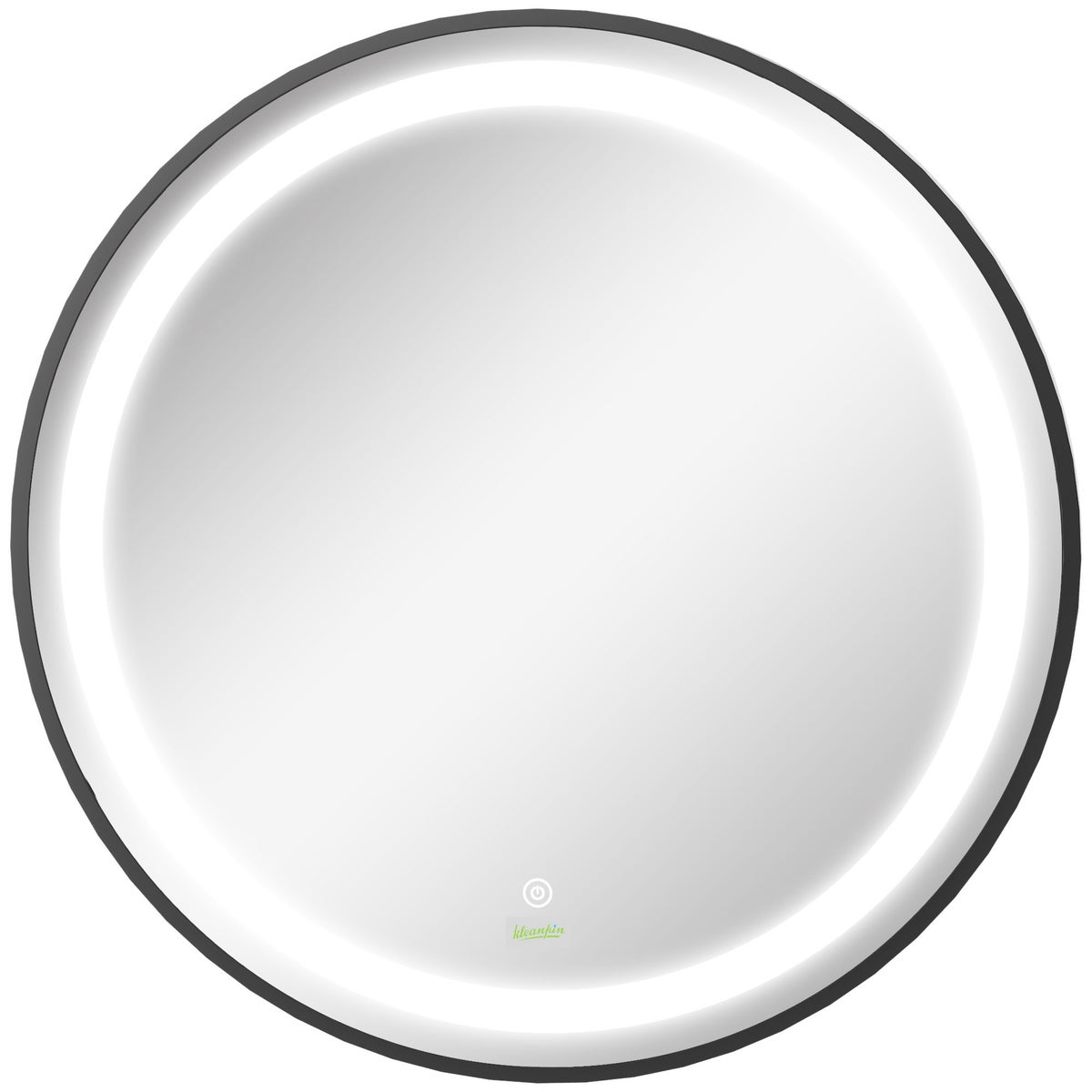 Kleankin badkamerspiegel, Ø60cm LED badkamerspiegel met 3 lichtkleuren, wandspiegel met touchfunctie, geheugenfunctie, IP44, zwart