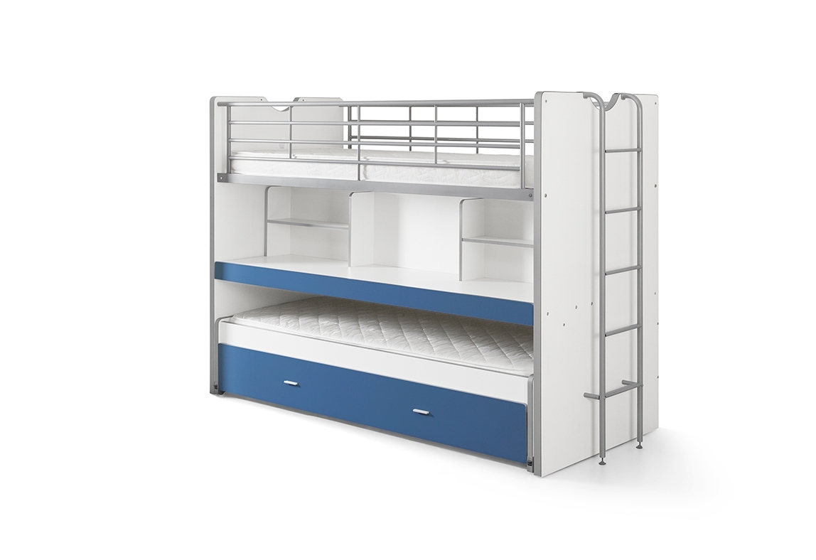 Funktions-Hochbett Bonny - weiß-blau - 2x 90x200 cm