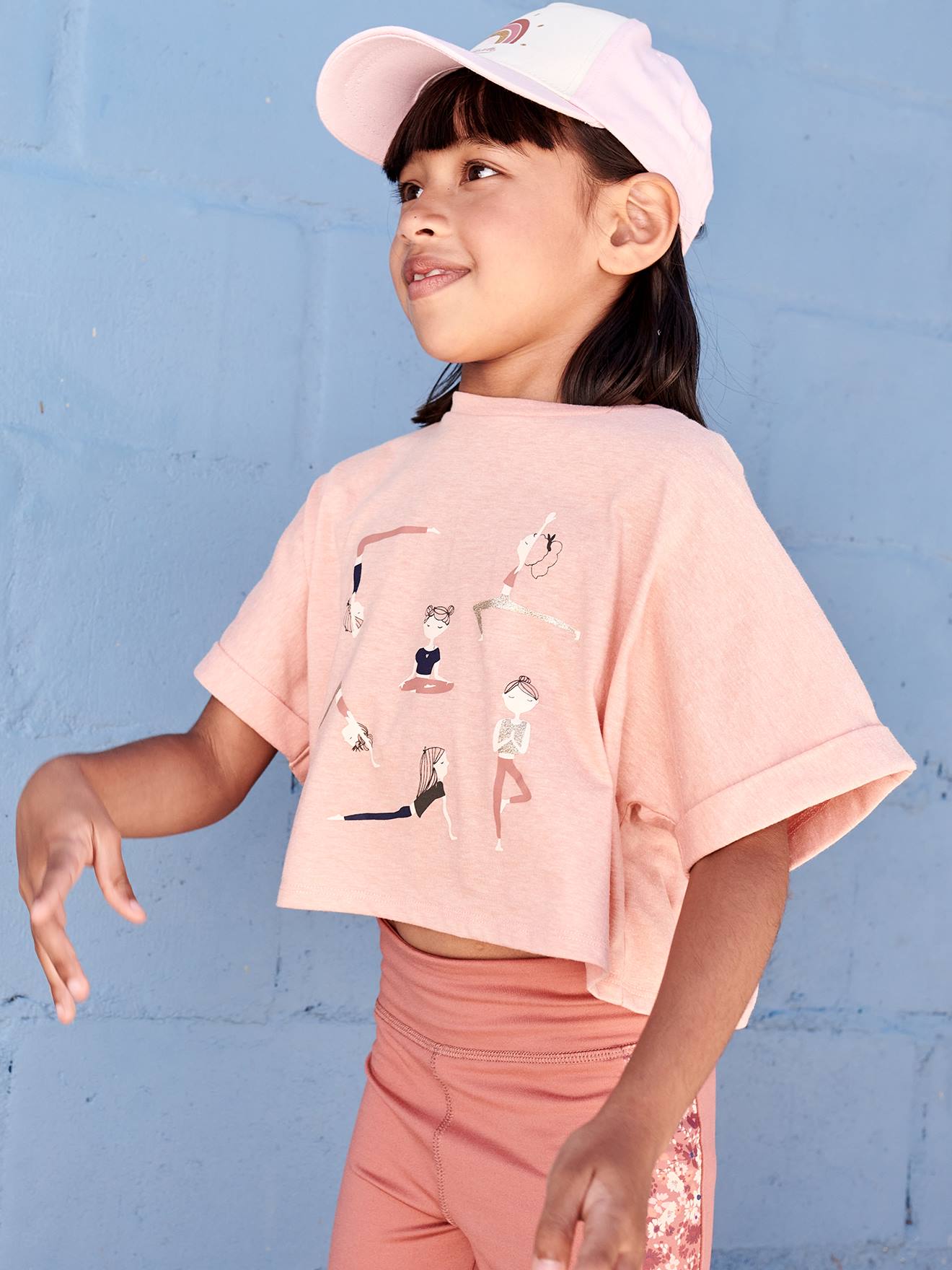 Camiseta esportiva cropped feminina com estampa de damasco