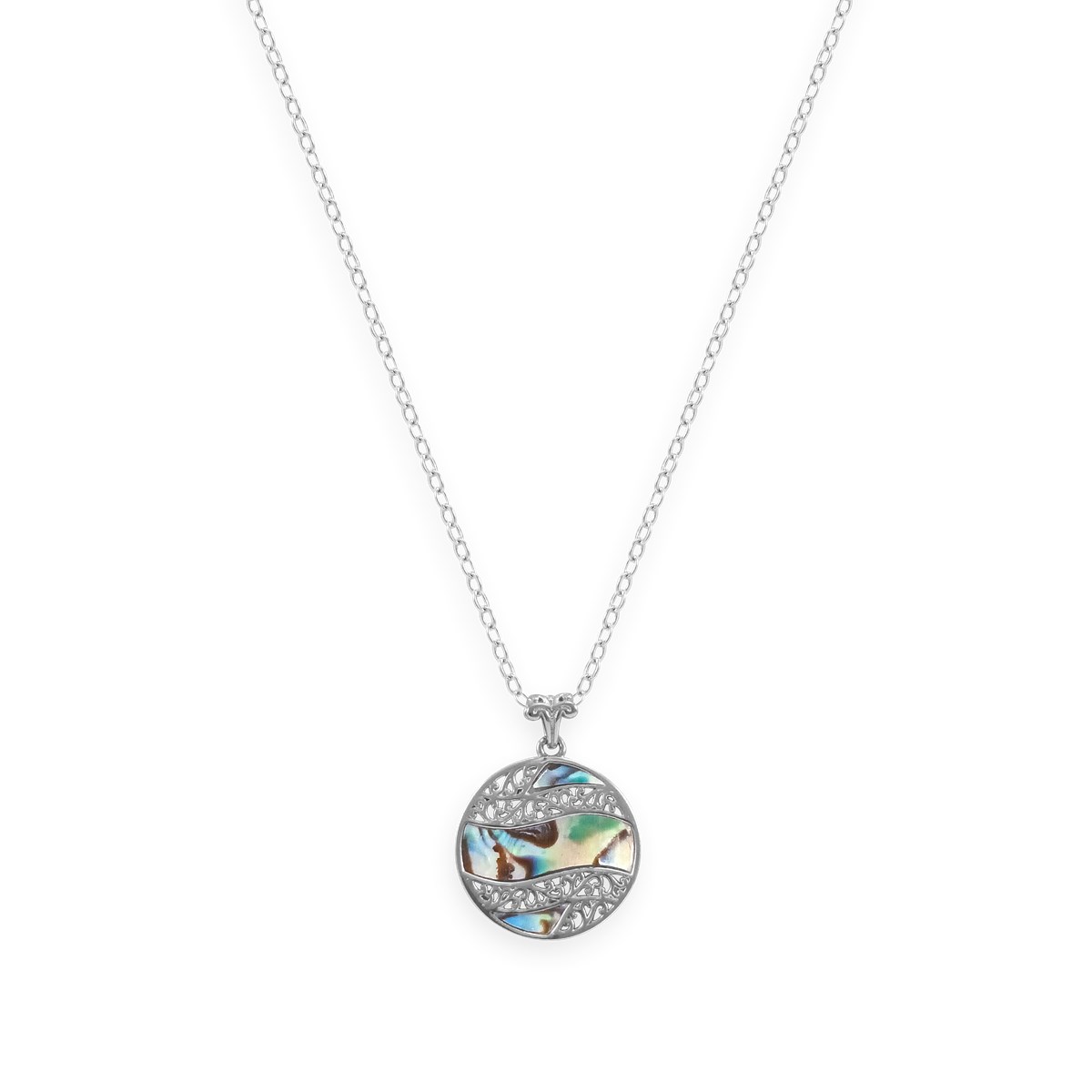 Collier en argent 925 rhodié avec nacre