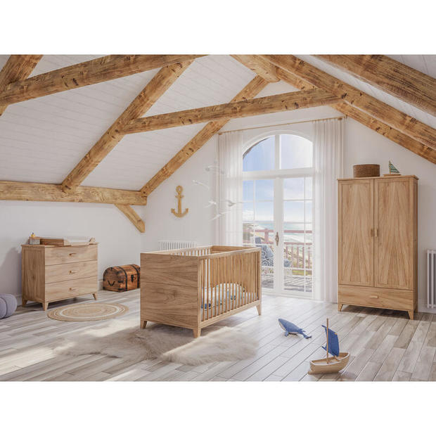 Chambre TRIO Lit 70x140 + Commode + Armoire NAÏA BOIS Naturel - THEO
