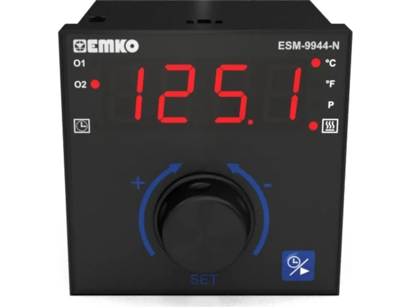 Emko ESM-9944-N 2-punkt, P, PI, PD, PID Temperaturregulator Pt100, J, K, R, S -200 til 1700 °C Relæ 7 A, Relæ 5 A (L x B x H) 96 x 96 x 96 mm