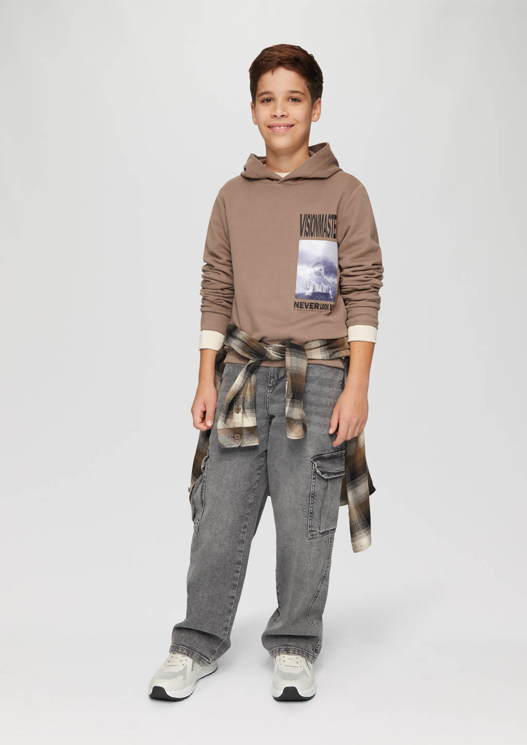 s.Oliver sweater met printopdruk bruin