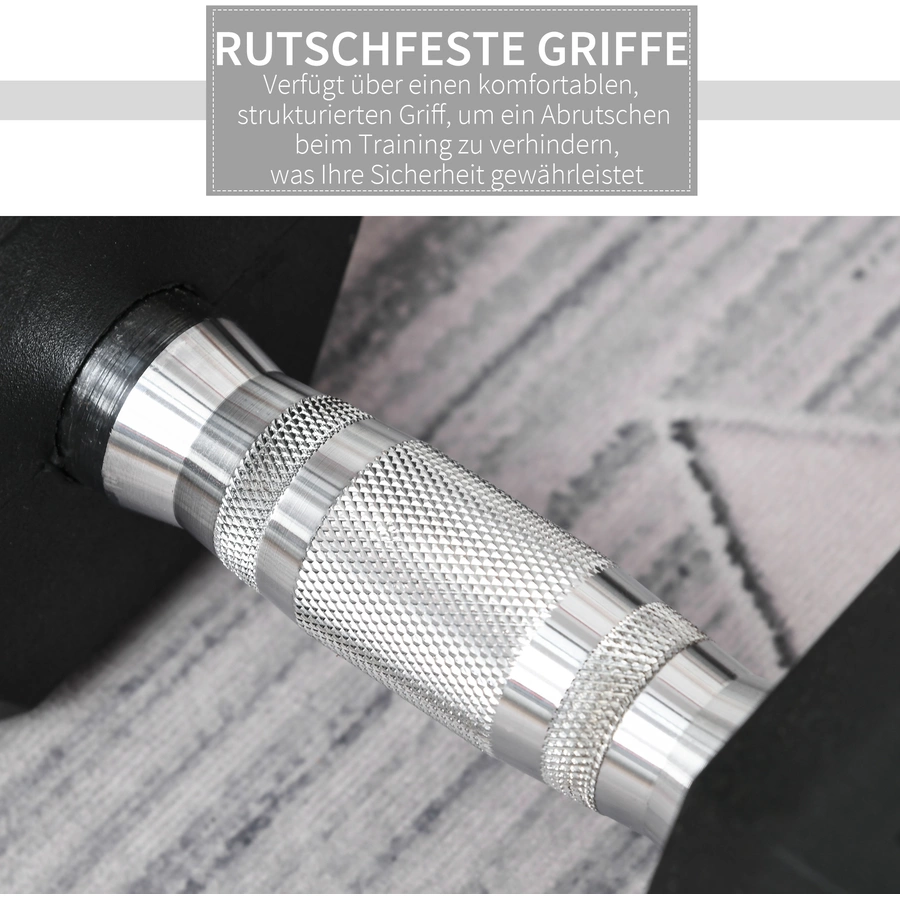 HOMCOM Gummihantel 20 kg sechseckig schwarz