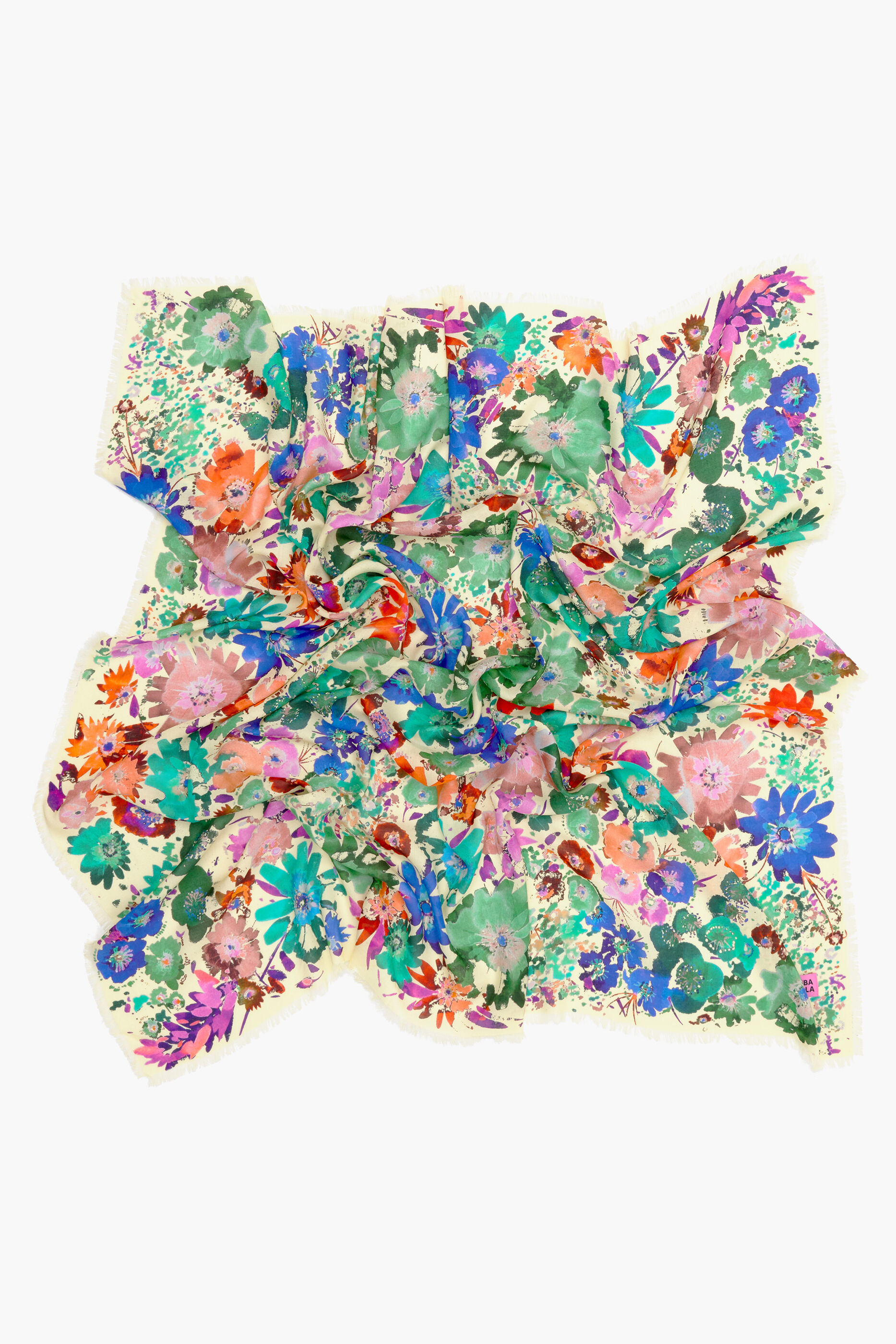 Xale de flores aquarela baunilha